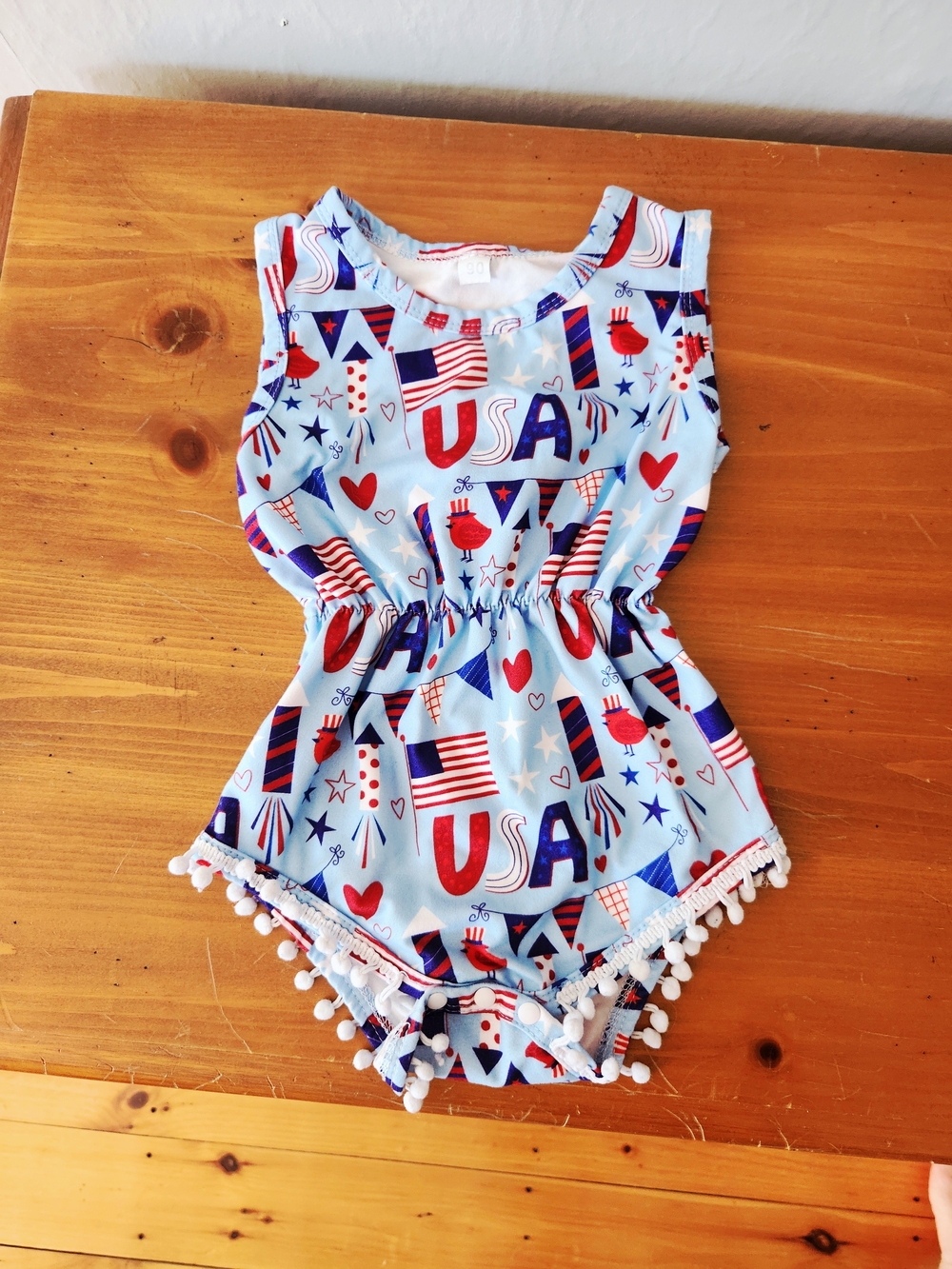 USA Print Blue Baby Girl Romper Onsie